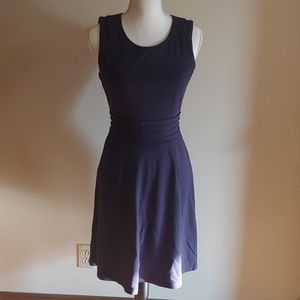 navy sleeves knee length dress